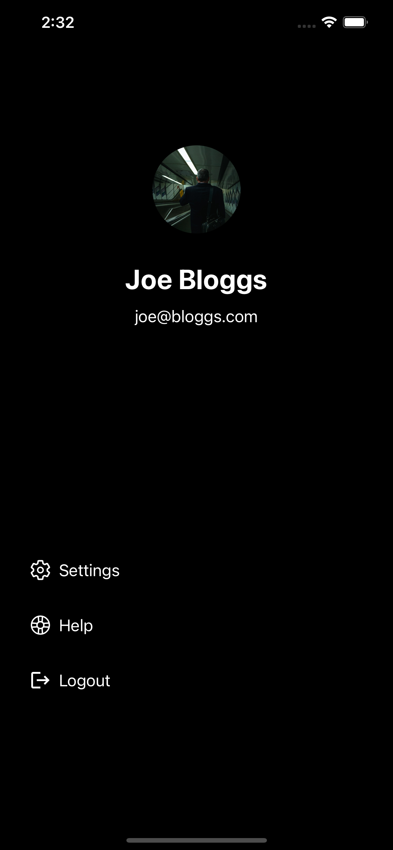 User Profile Screen (dark)