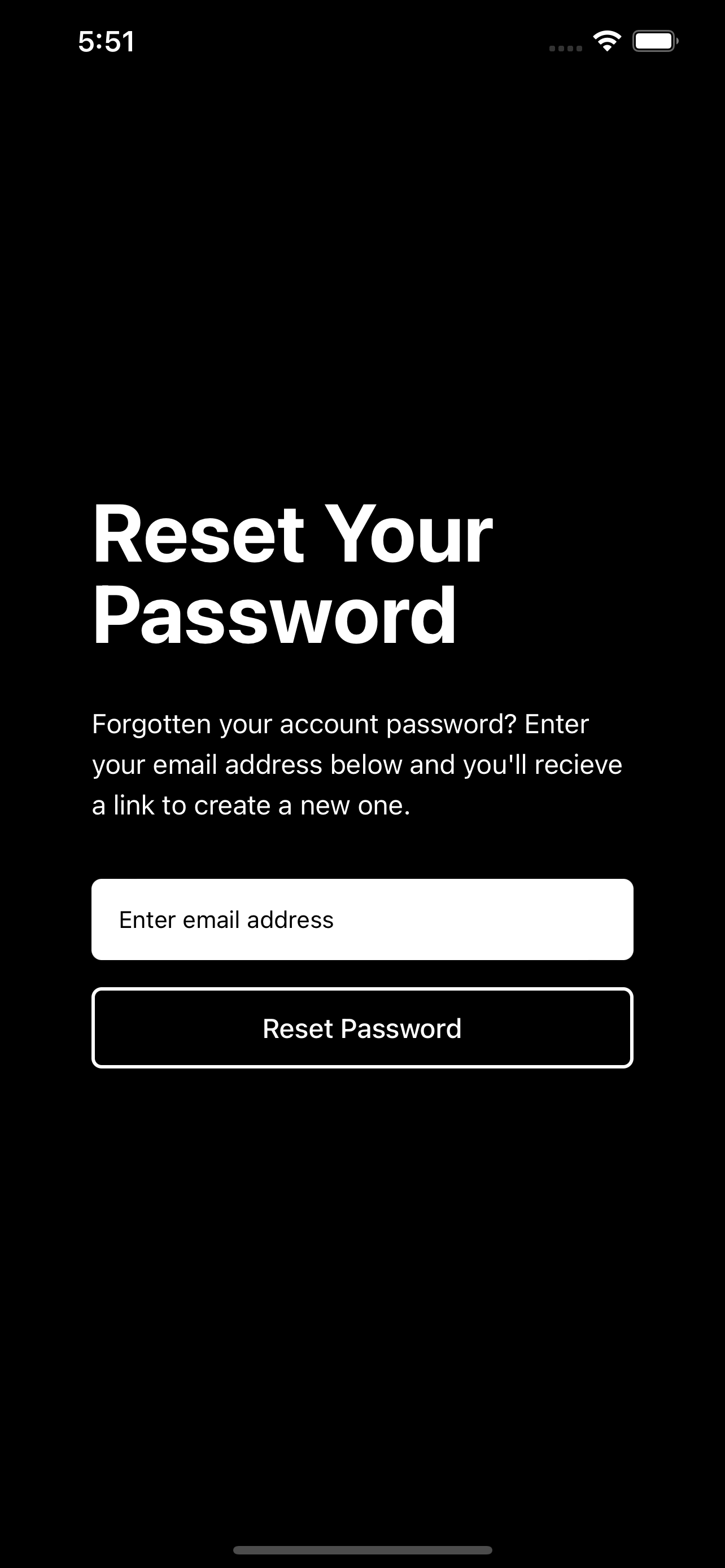 Reset Password Form (dark)