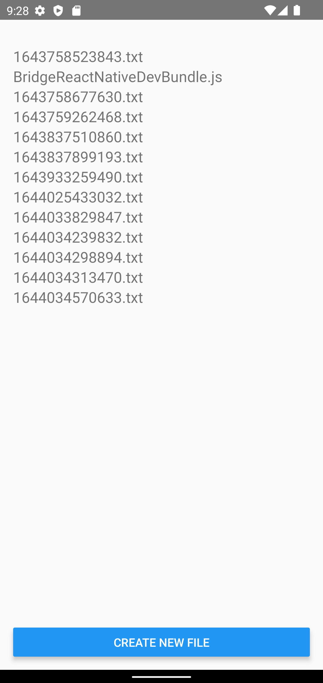 The list of saved files on Android