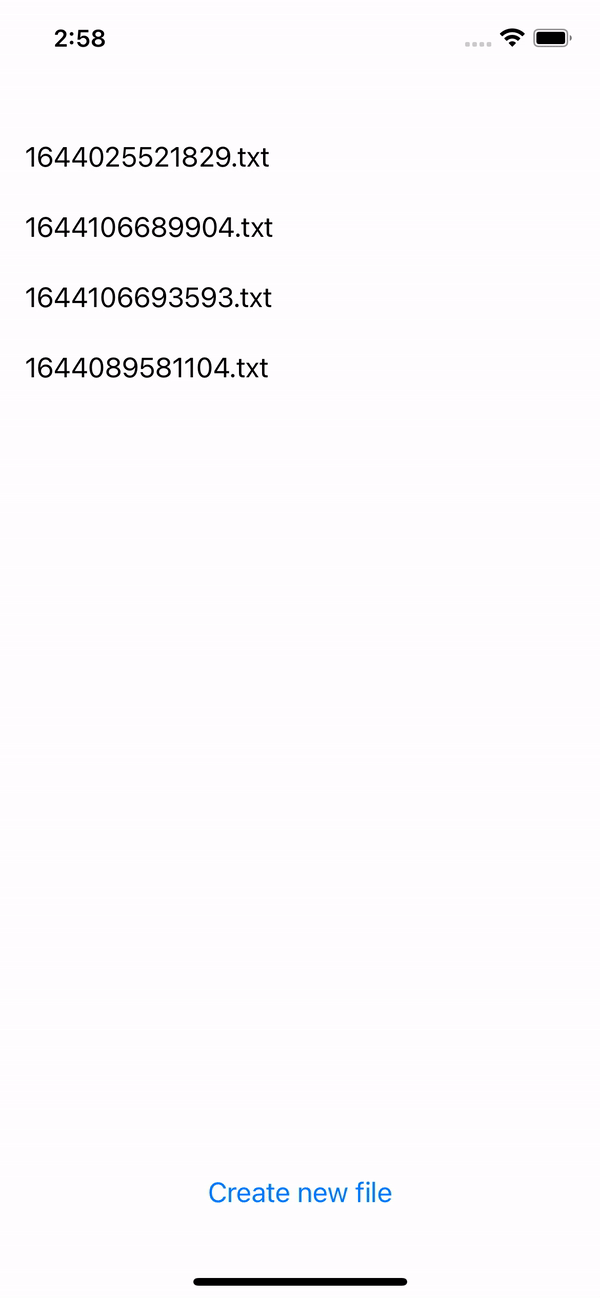 Creating, viewing and deleting a file on iOS