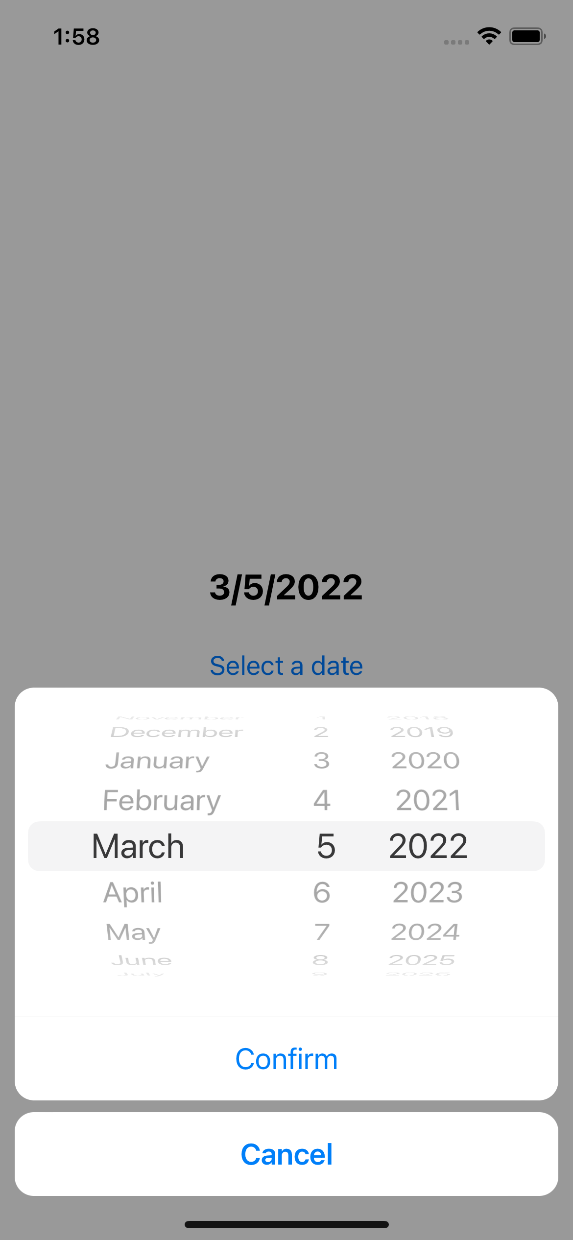 React Native Modal Datetime Picker - date mode on iOS